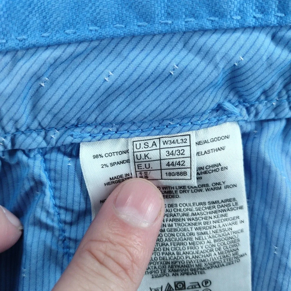 Brooks Brothers Pants Mens 34x32 Blue Clark Fit Stretch Chino Cotton Casual
